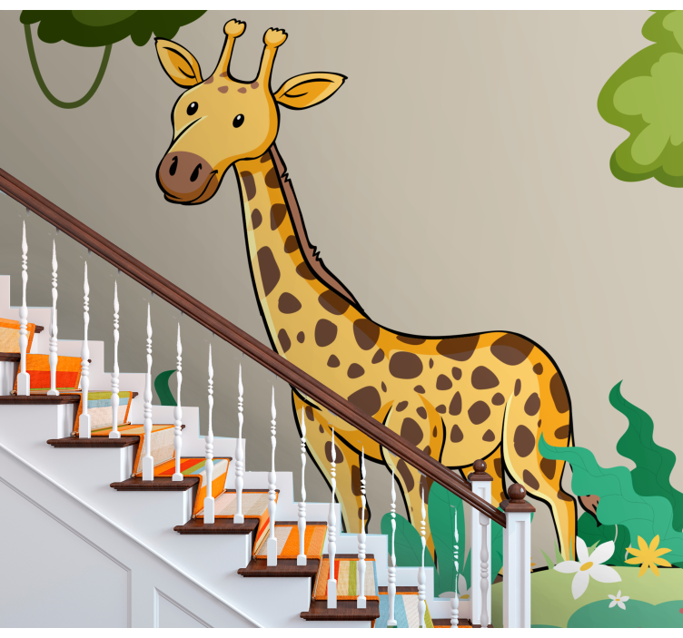 Wall mural animals playful giraffe scene - TenStickers