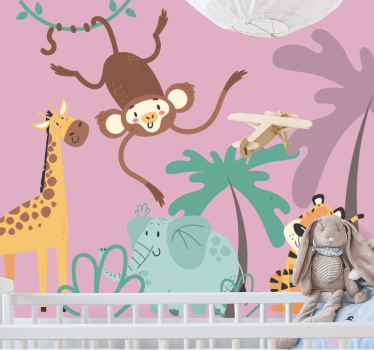 Wall mural animals playful jungle companions - TenStickers