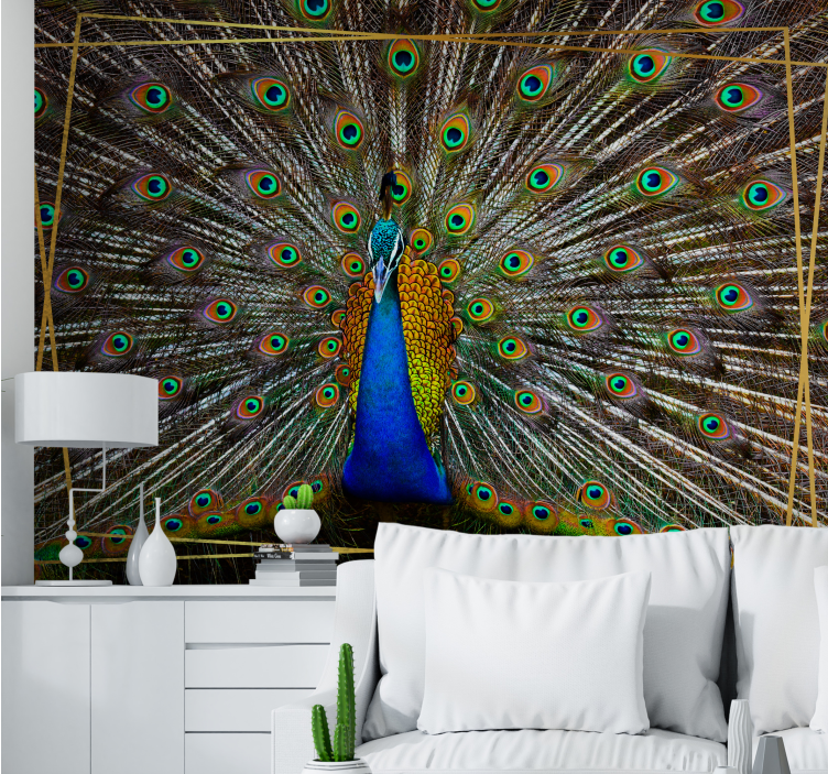 Wall mural animals regal peacock display - TenStickers