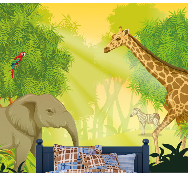 Wall mural animals savanna safari scene - TenStickers