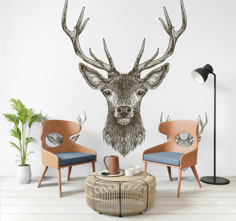 Wall mural animals stag head art - TenStickers