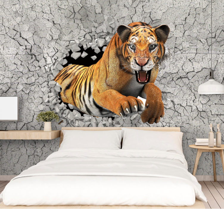 Wall mural animals tiger breaking through - TenStickers