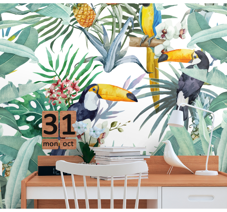 Wall mural animals toucans in the foliage - TenStickers