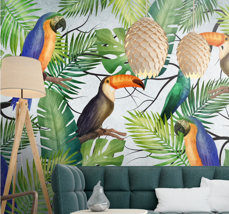 Wall mural animals tropical birds design - TenStickers