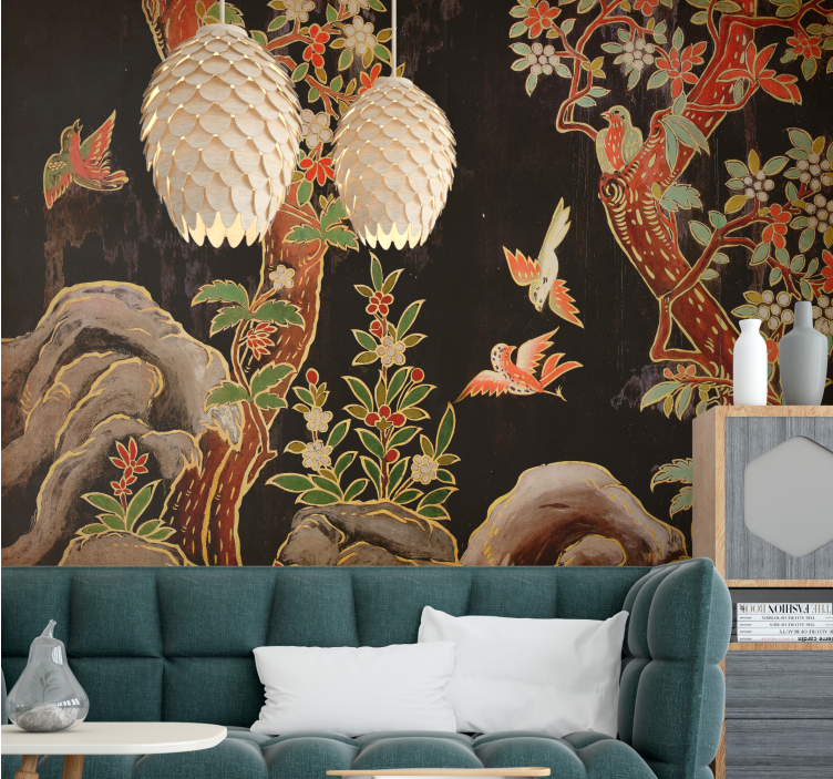 Wall mural animals tropical birds scene - TenStickers