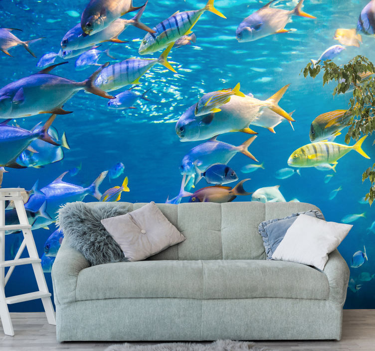Wall mural animals underwater fish schooling - TenStickers
