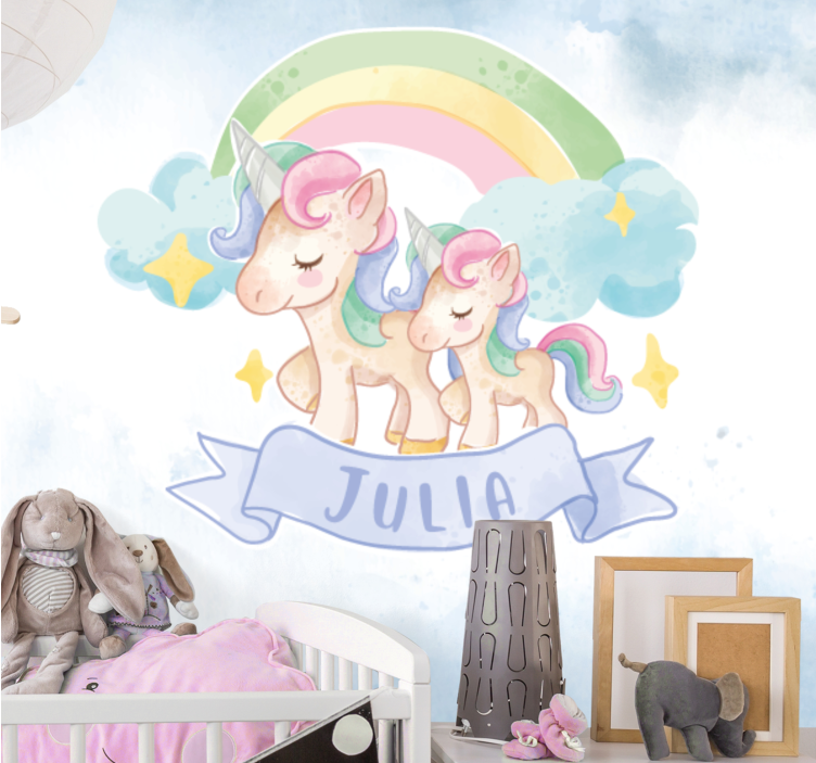Wall mural animals unicorns and rainbow - TenStickers
