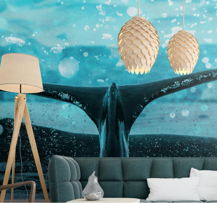 Wall mural animals whale fluke splash - TenStickers