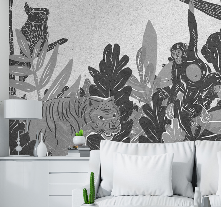 Wall mural animals wildlife adventure scene - TenStickers