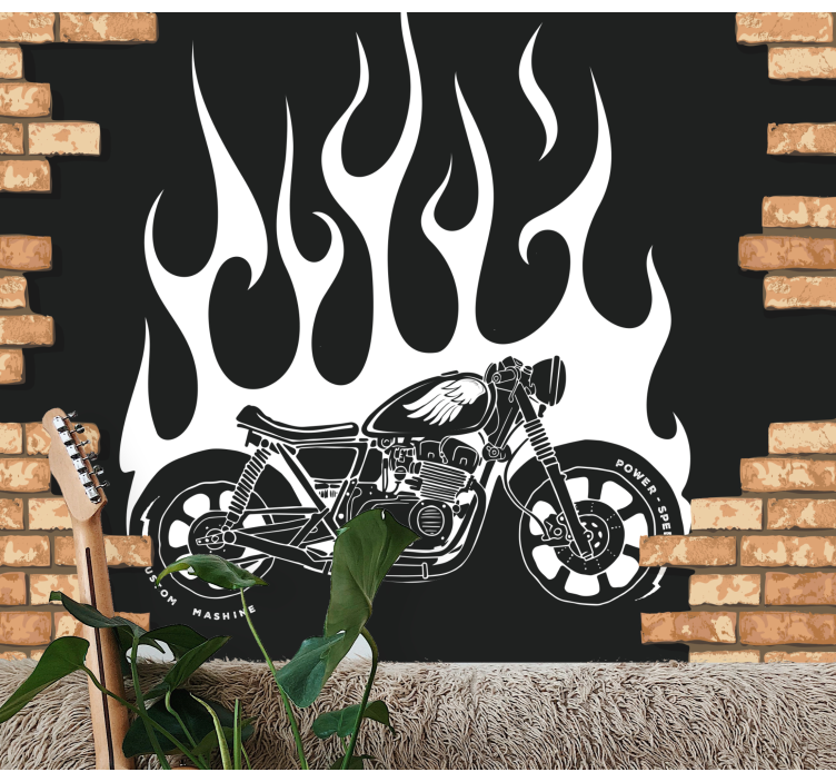 Wall mural car motorbike flames design - TenStickers