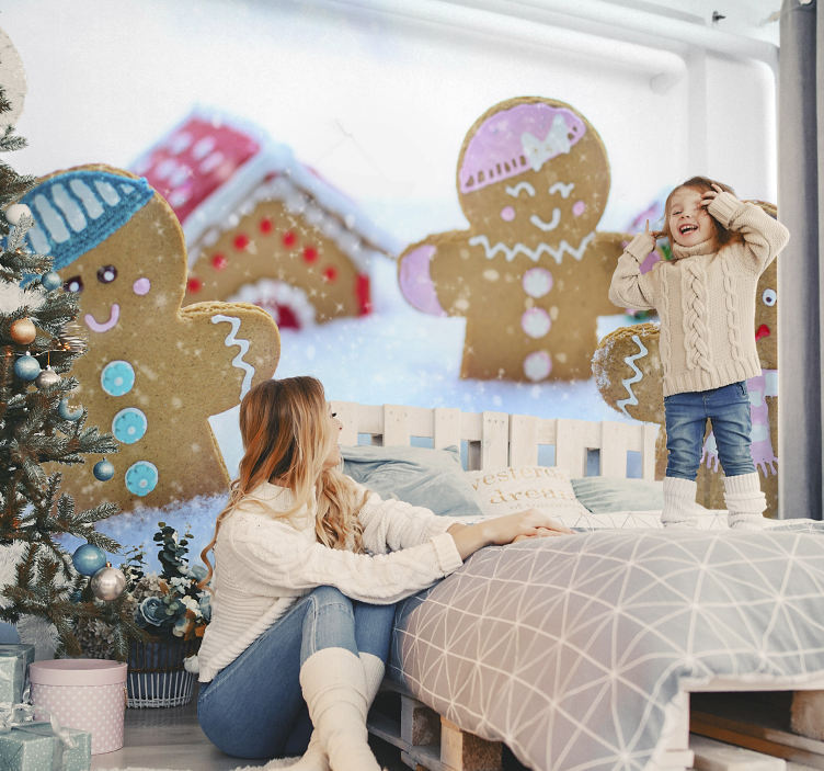Wall mural christmas festive gingerbread scene - TenStickers