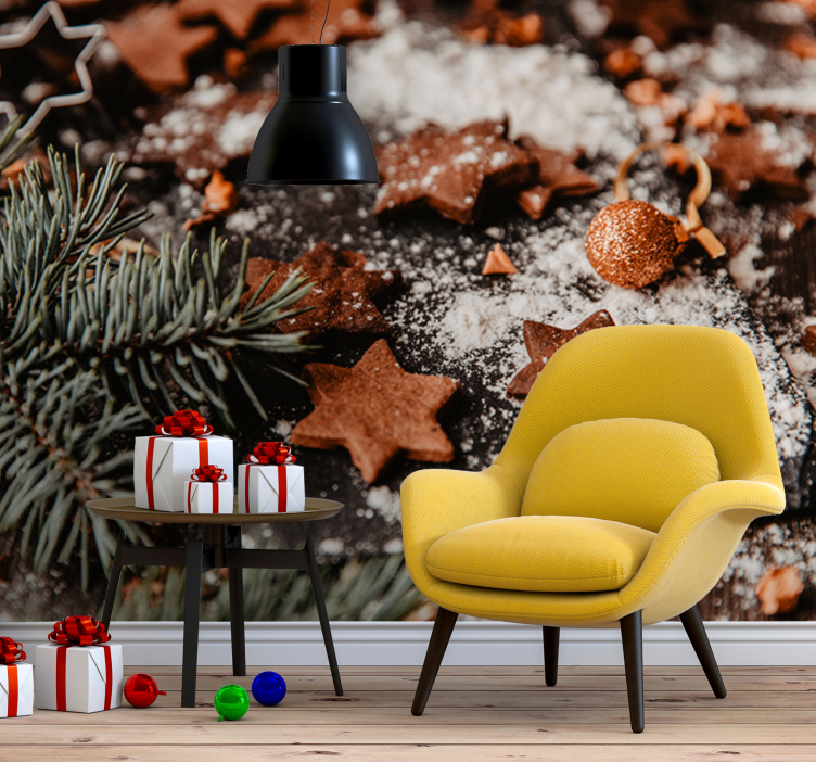Wall mural christmas festive gingerbread stars - TenStickers