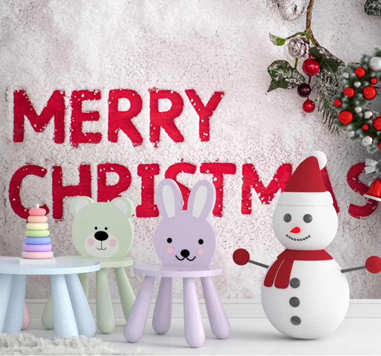 Wall mural christmas festive snowy greetings - TenStickers