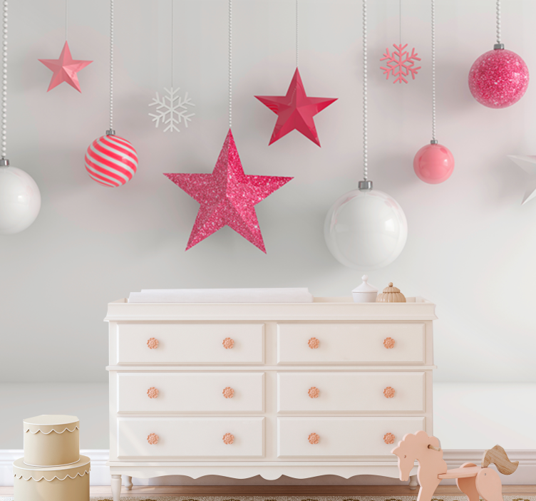 Wall mural christmas hanging holiday ornaments - TenStickers