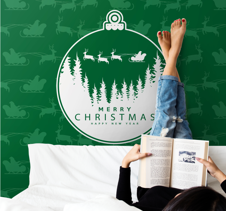 Wall mural christmas joyful winter landscape - TenStickers