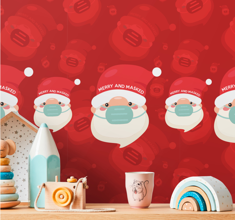 Wall mural christmas santa with mask - TenStickers