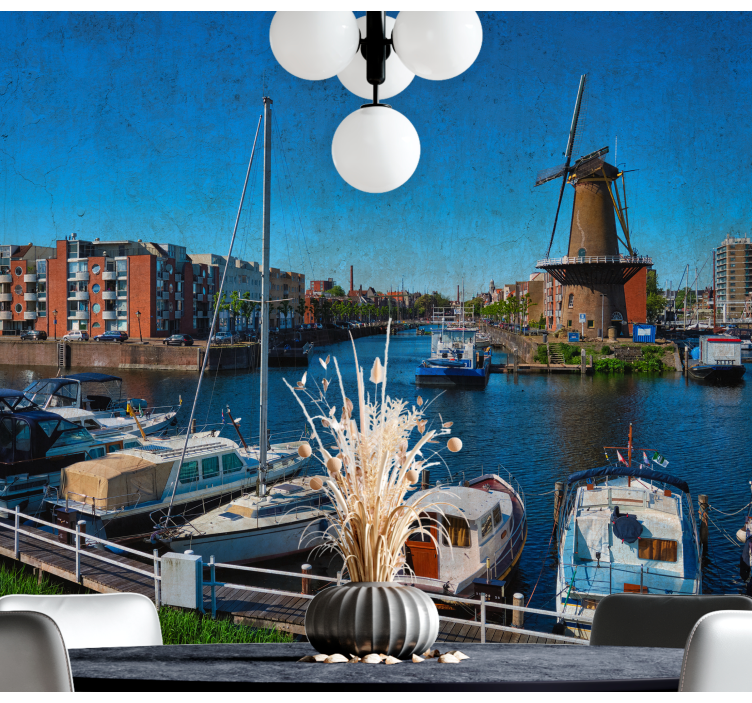 Wall mural city amsterdam waterway view - TenStickers