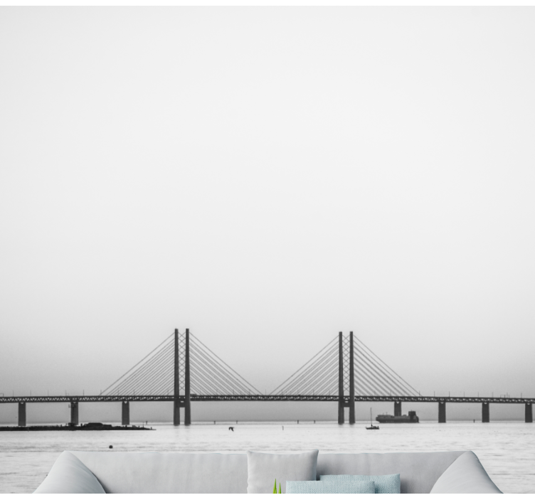 Wall mural city bridge over water - TenStickers