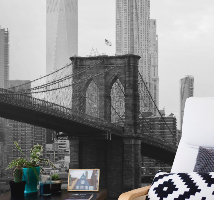 Wall mural city brooklyn bridge outline - TenStickers