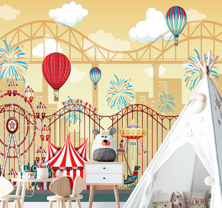 Wall mural city carnival city scene - TenStickers
