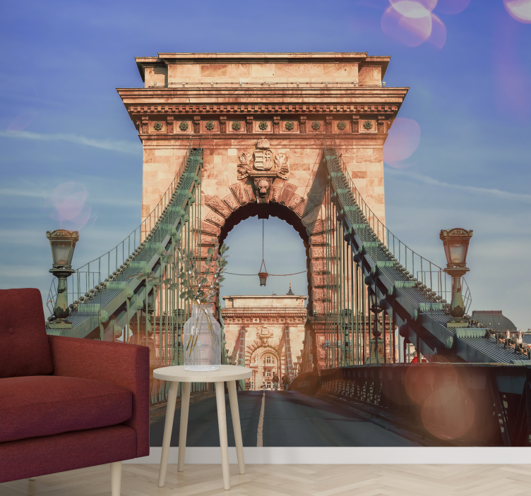 Wall mural city chain bridge vista - TenStickers