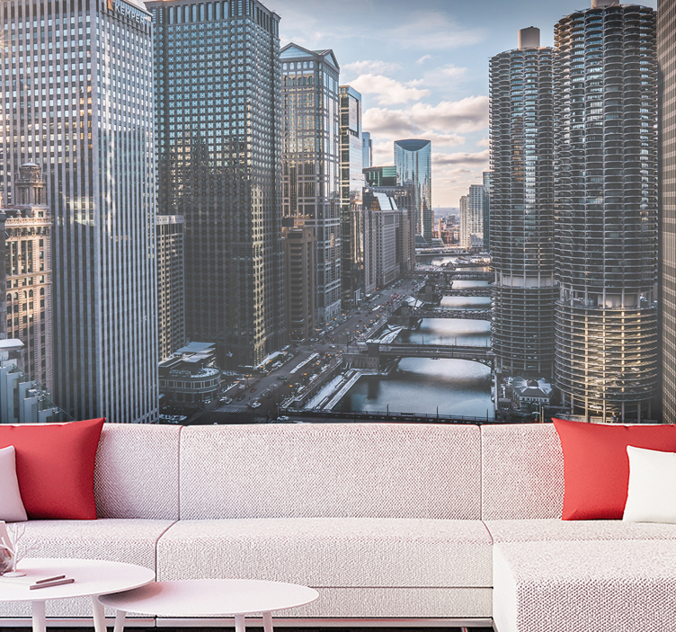 Wall mural city chicago skyline view - TenStickers