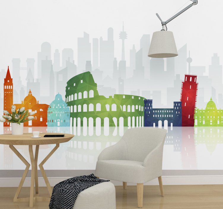 Wall mural city colorful urban skylines - TenStickers