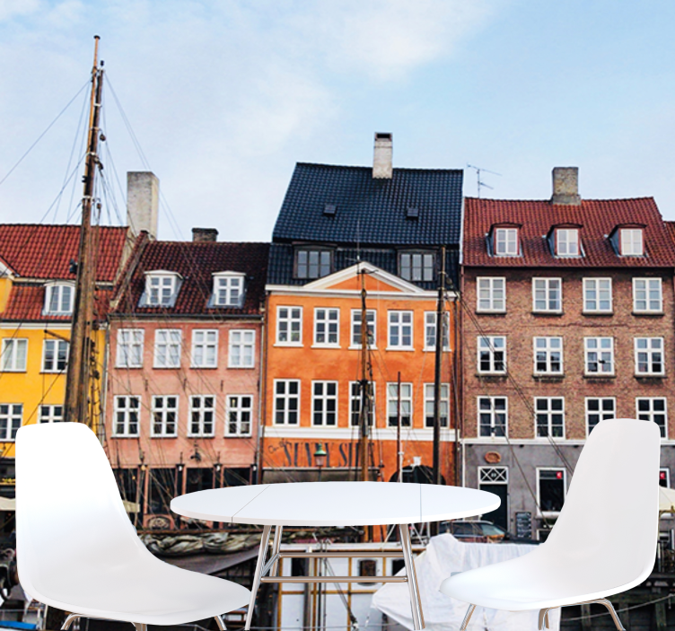 Wall mural city copenhagen canal view - TenStickers