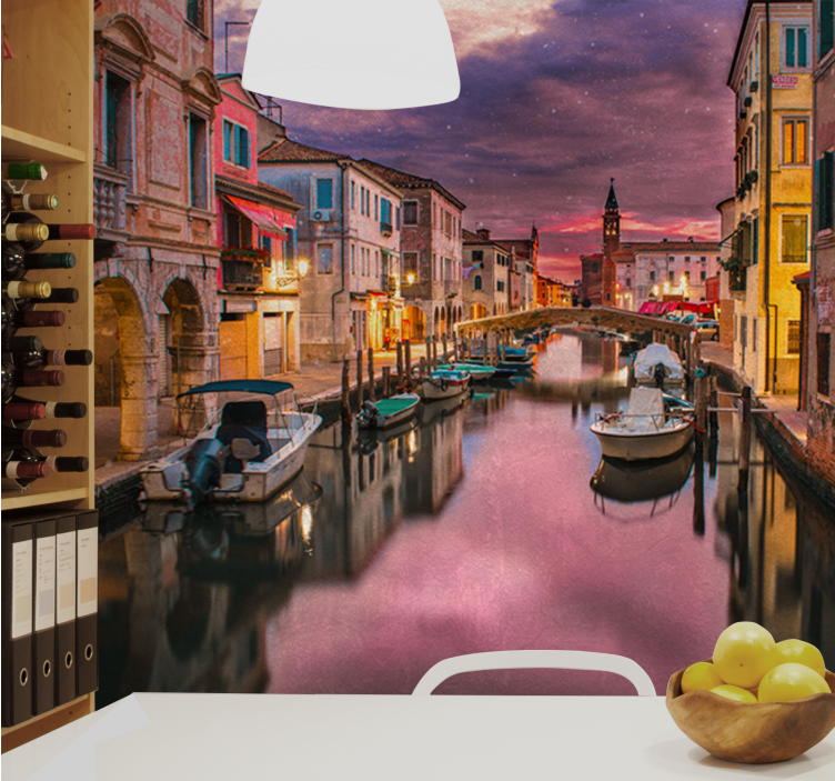 Wall mural city delightful waterway view - TenStickers