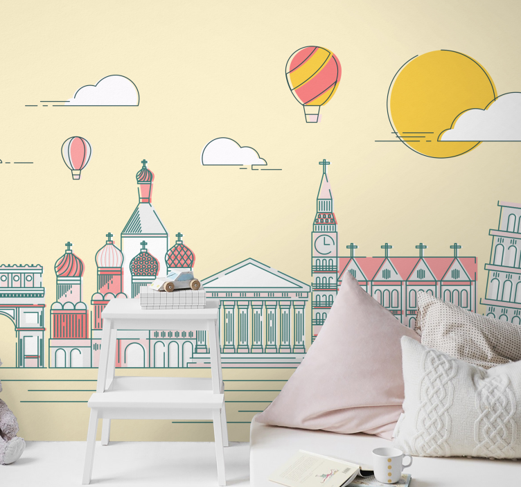 Wall mural city famous landmarks skyline - TenStickers