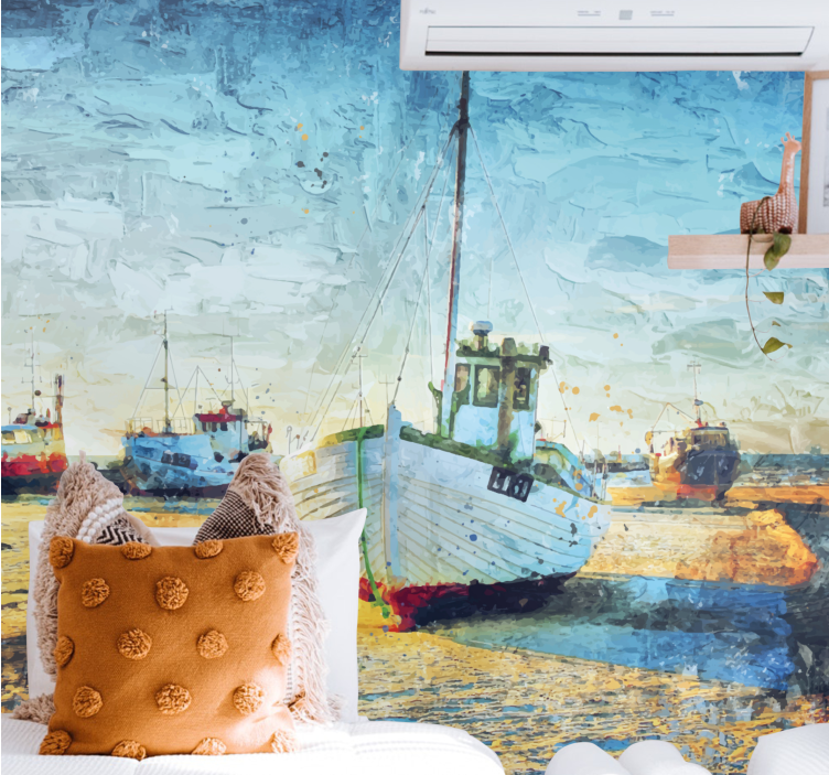 Wall mural city fishing boats on the shoreline - TenStickers