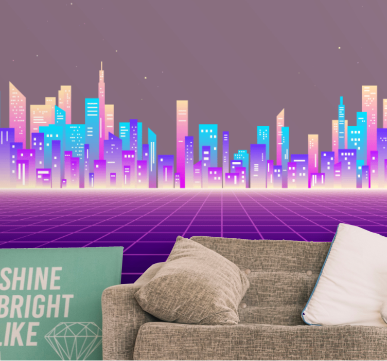 Wall mural city futuristic urban skyline - TenStickers