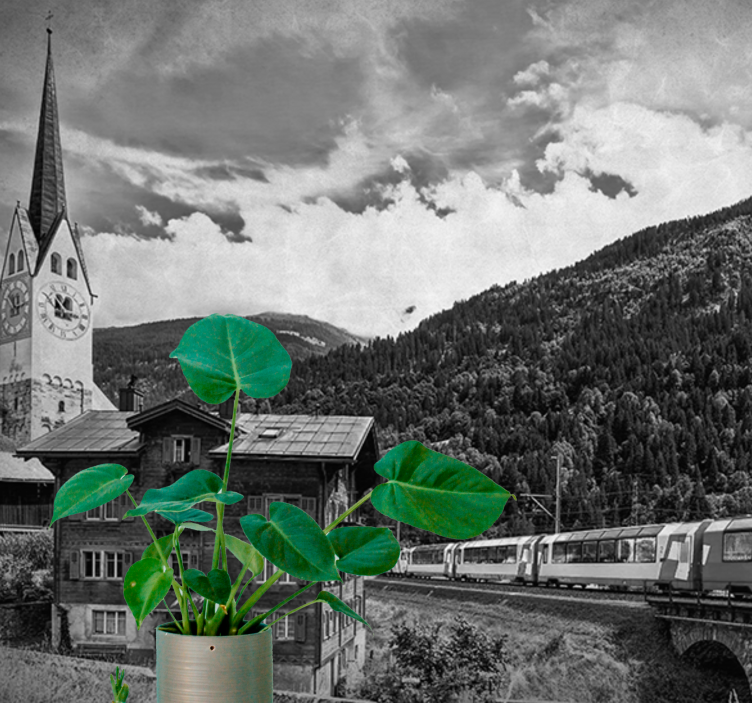 Wall mural city historic swiss landscape - TenStickers