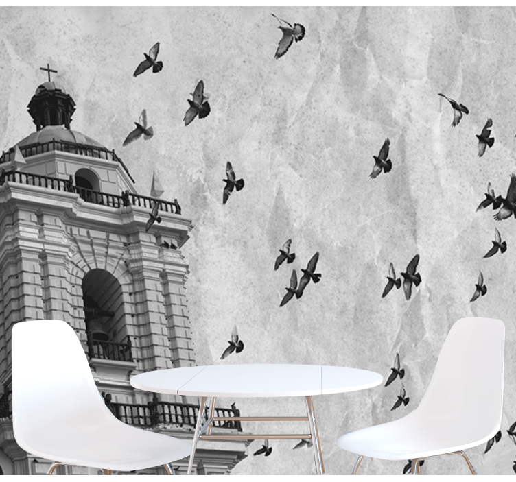 Wall mural city historic tower birds - TenStickers