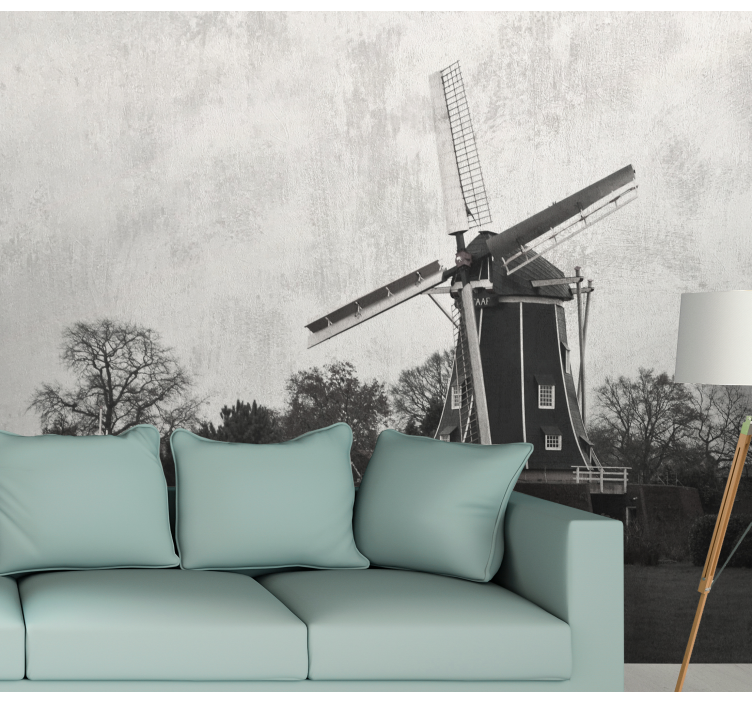 Wall mural city historic windmill landscape - TenStickers