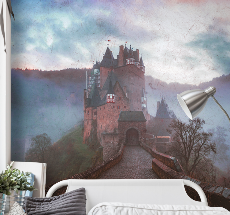 Wall mural city mystical castle landscape - TenStickers
