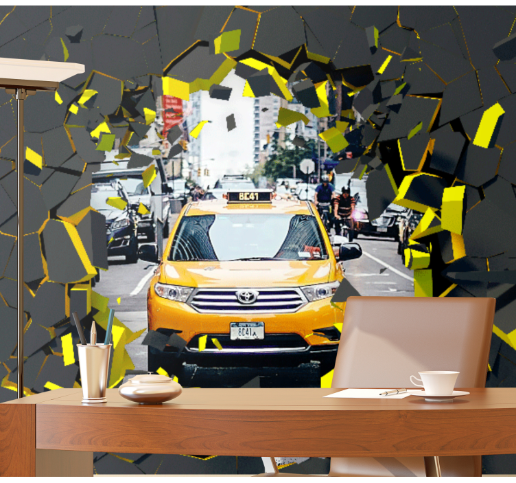 Wall mural city new york yellow cab - TenStickers
