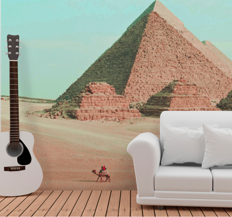 Wall mural city pyramids and camel design - TenStickers