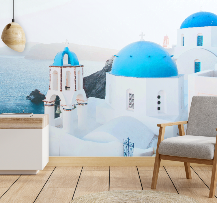 Wall mural city santorini coastal scenes - TenStickers