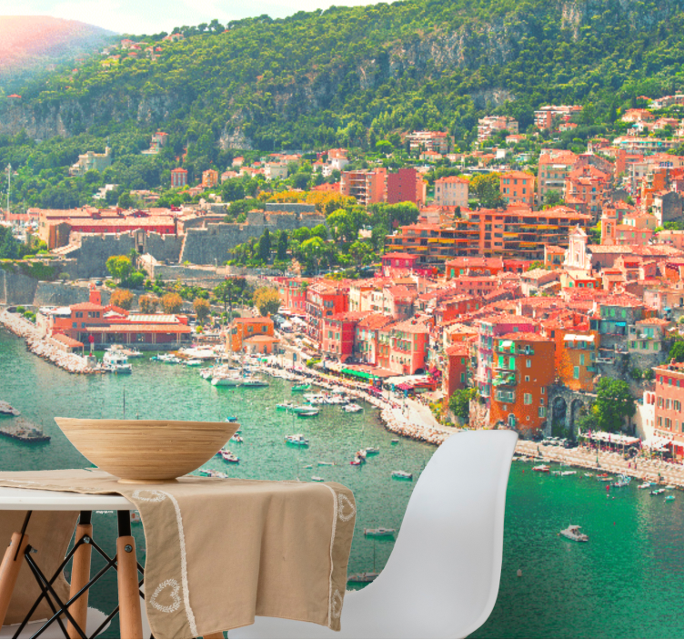 Wall mural city seaside village view - TenStickers