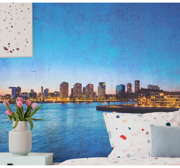 Wall mural city skyline at dusk - TenStickers