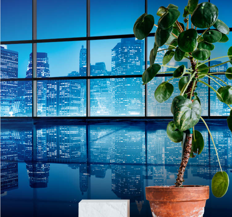 Wall mural city urban nightscape reflection - TenStickers