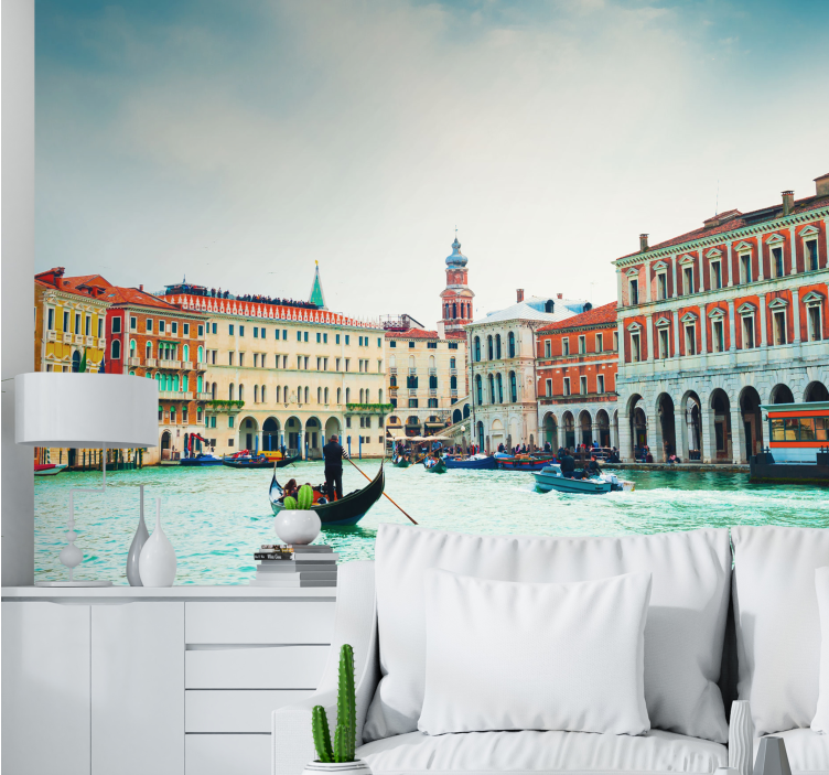 Wall mural city venetian waterway view - TenStickers