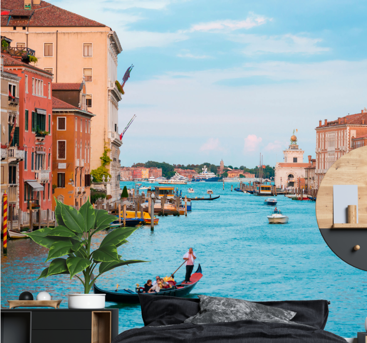 Wall mural city venice gondola scene - TenStickers
