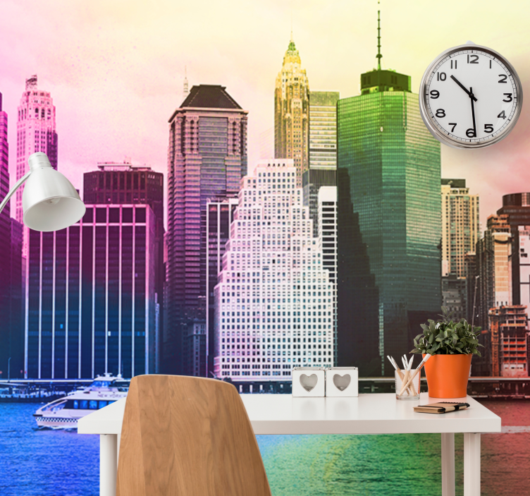Wall mural city vibrant urban scene - TenStickers