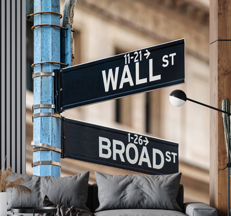 Wall mural city wall street sign - TenStickers