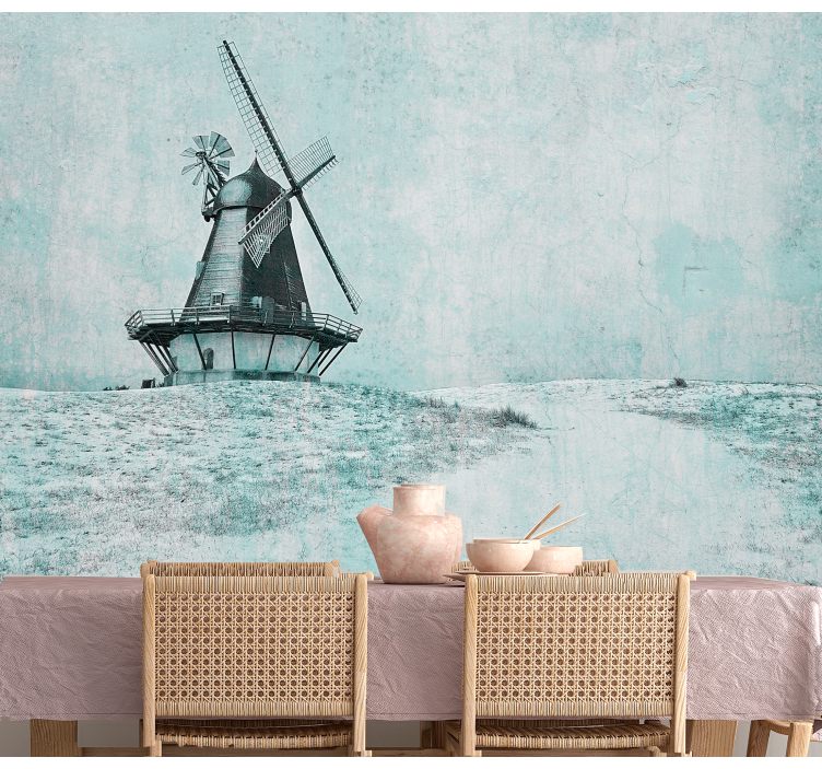 Wall mural city windmill landscape view - TenStickers