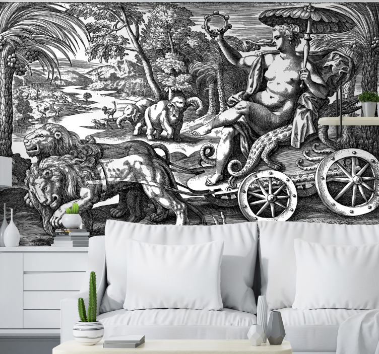 Wall mural classic art majestic lion chariot - TenStickers
