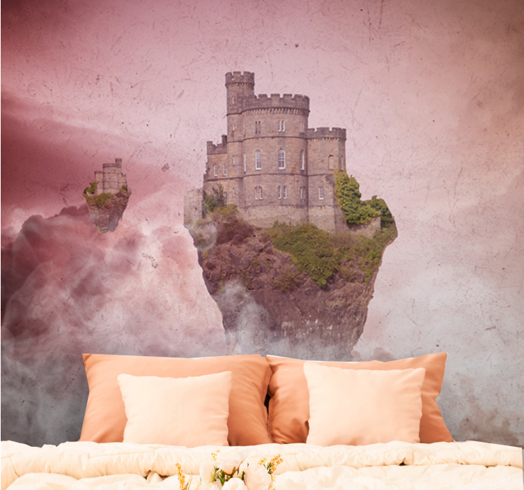 Wall mural fantasy floating castle landscape - TenStickers