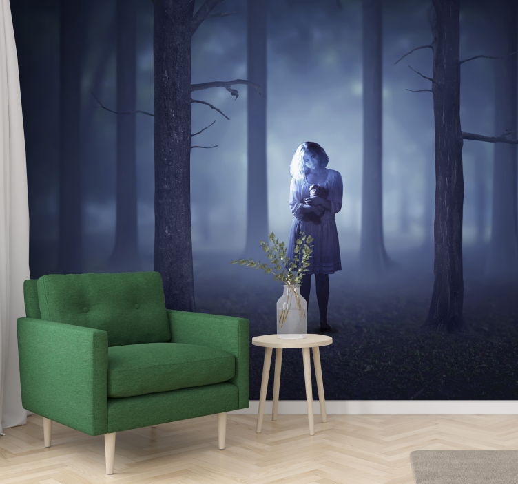 Wall mural fantasy girl in fog - TenStickers